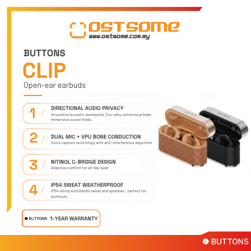 BUTTONS Clip OWS Earphone | Shopee Malaysia