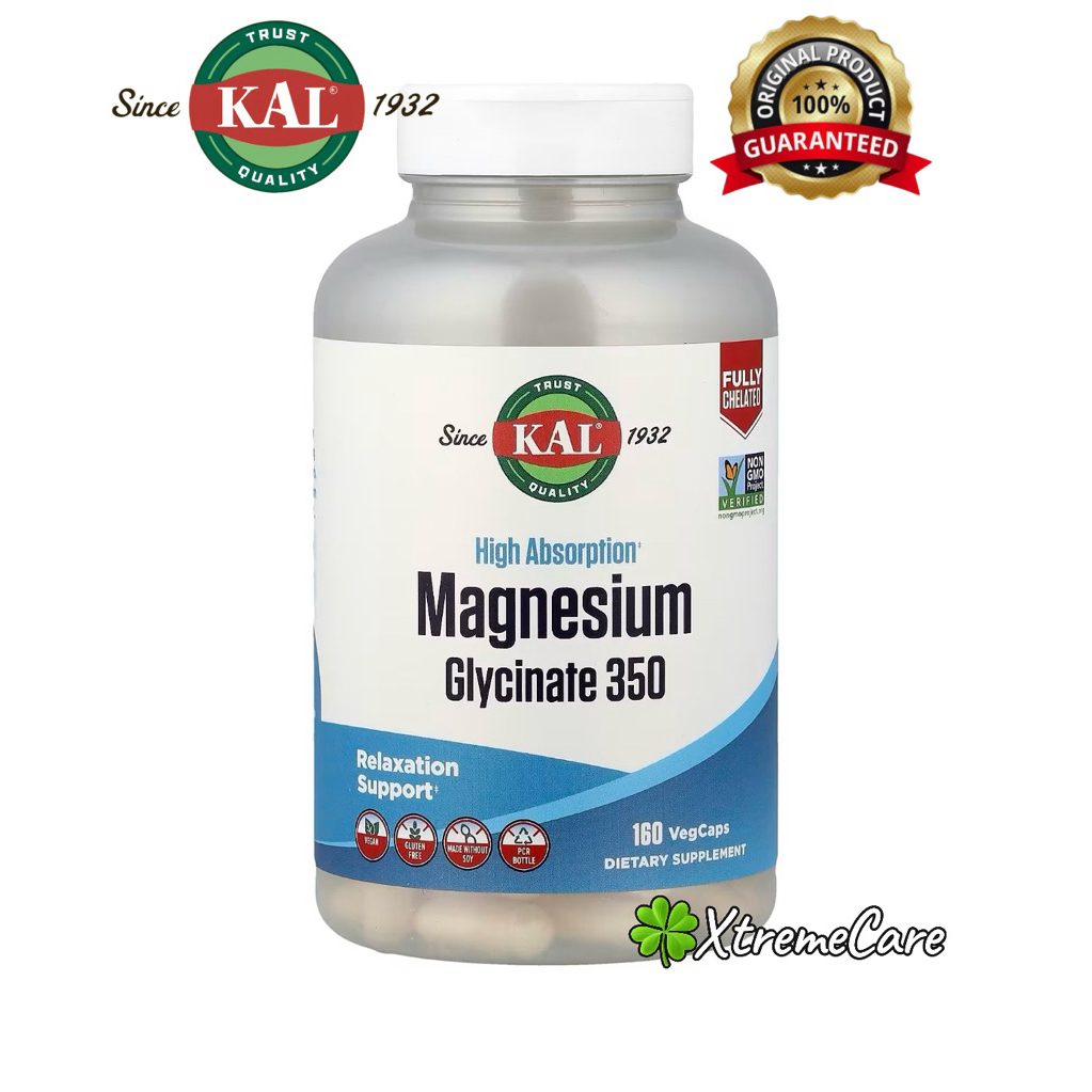ready stock🍀KAL, High Absorption Magnesium Glycinate 350, 160 VegCaps ...