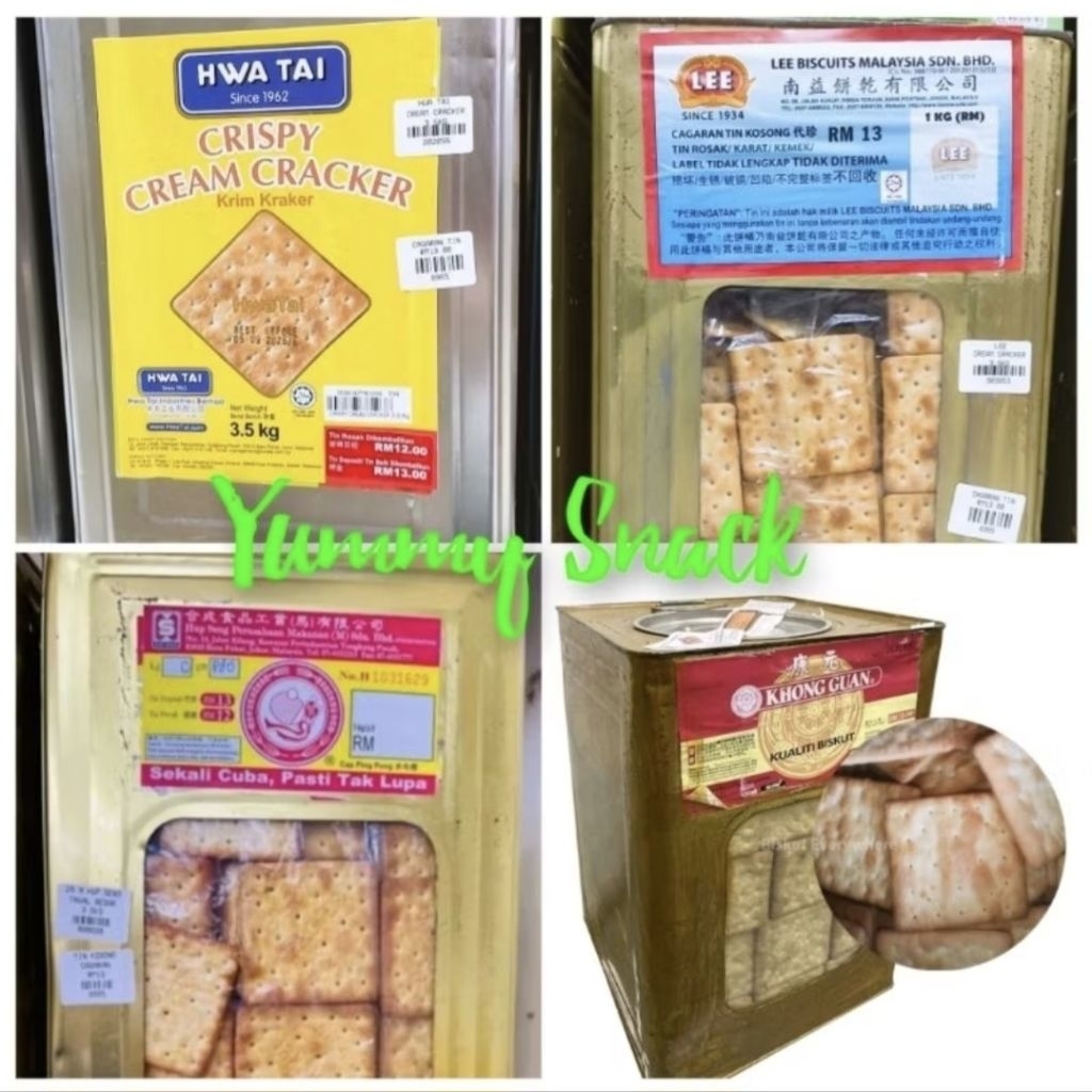 [Tin Biscuit] 3.03-3.5kg Cream Cracker Tawar Besar Hup Seng Lee ...