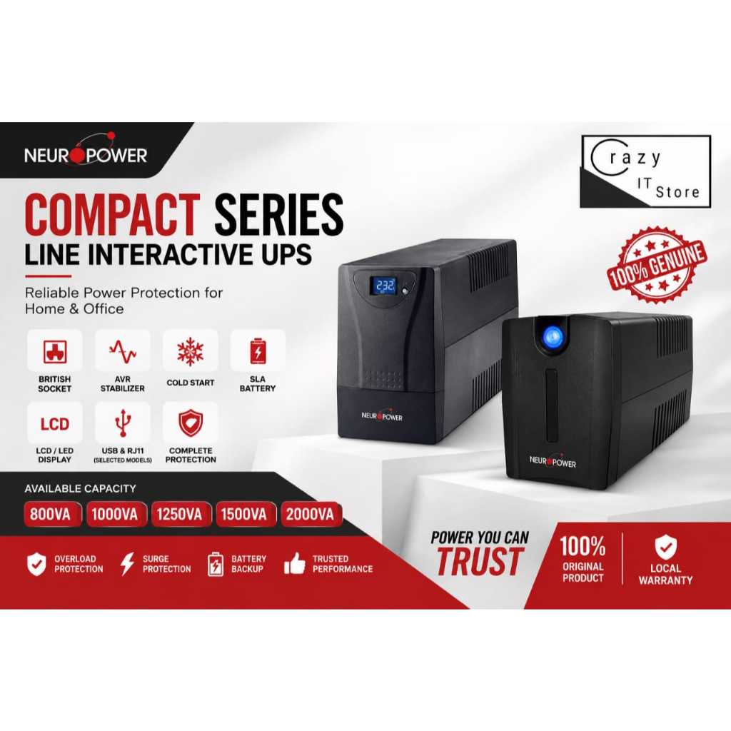 Neuropower Compact UPS 800VA/1000VA/1250VA/1500VA/2000VA - 3 YEARS ...