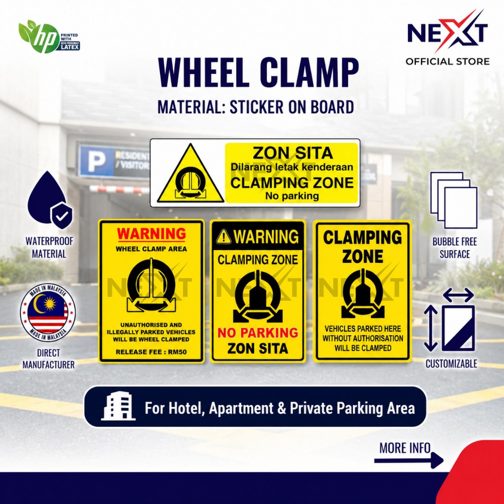 Wheel Clamp Area Signage / Zon Sita Sign | Sticker On Board | Shopee ...
