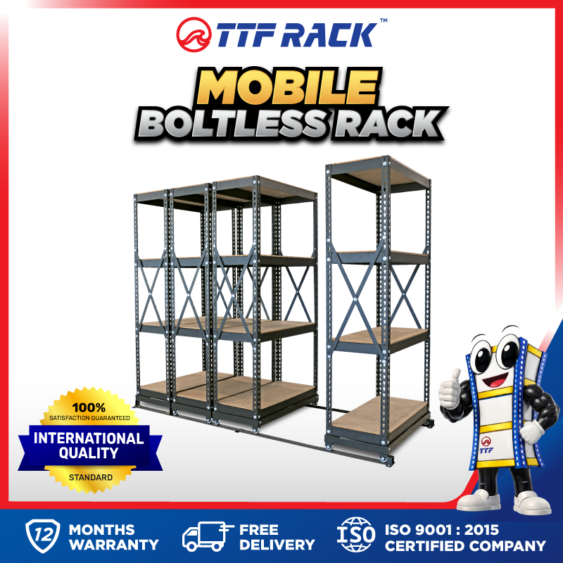 Klang Valley Mobile Boltless Rack Pre-order with Wheel Rak Roda Office ...