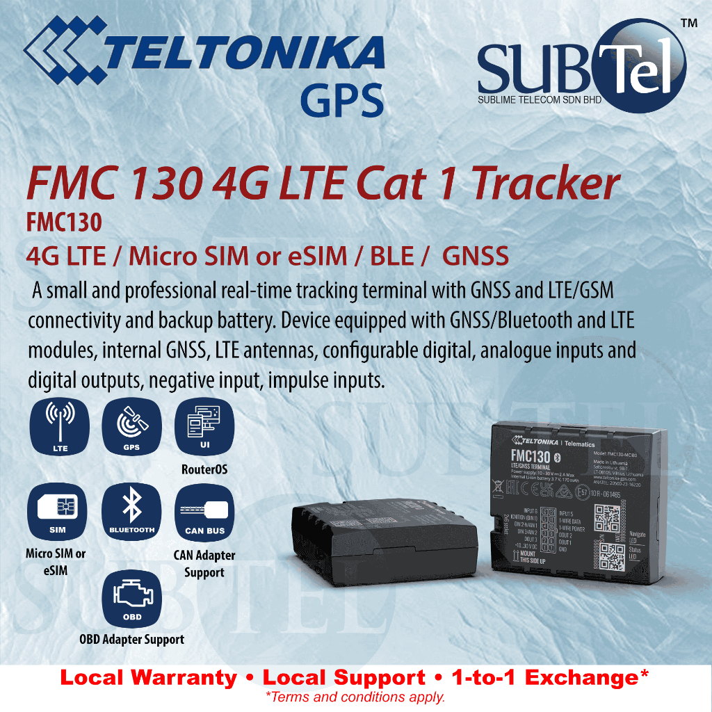 Teltonika FMC130 Advanced 4G LTE Cat 1 tracker, flexible inputs, GNSS ...