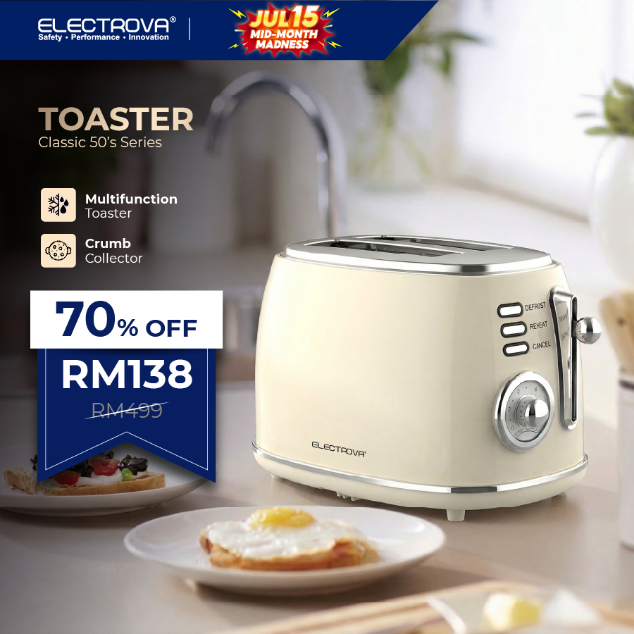 Electrova Classic 50's 2 Slice Toaster | Retro Bread Toaster | Full ...