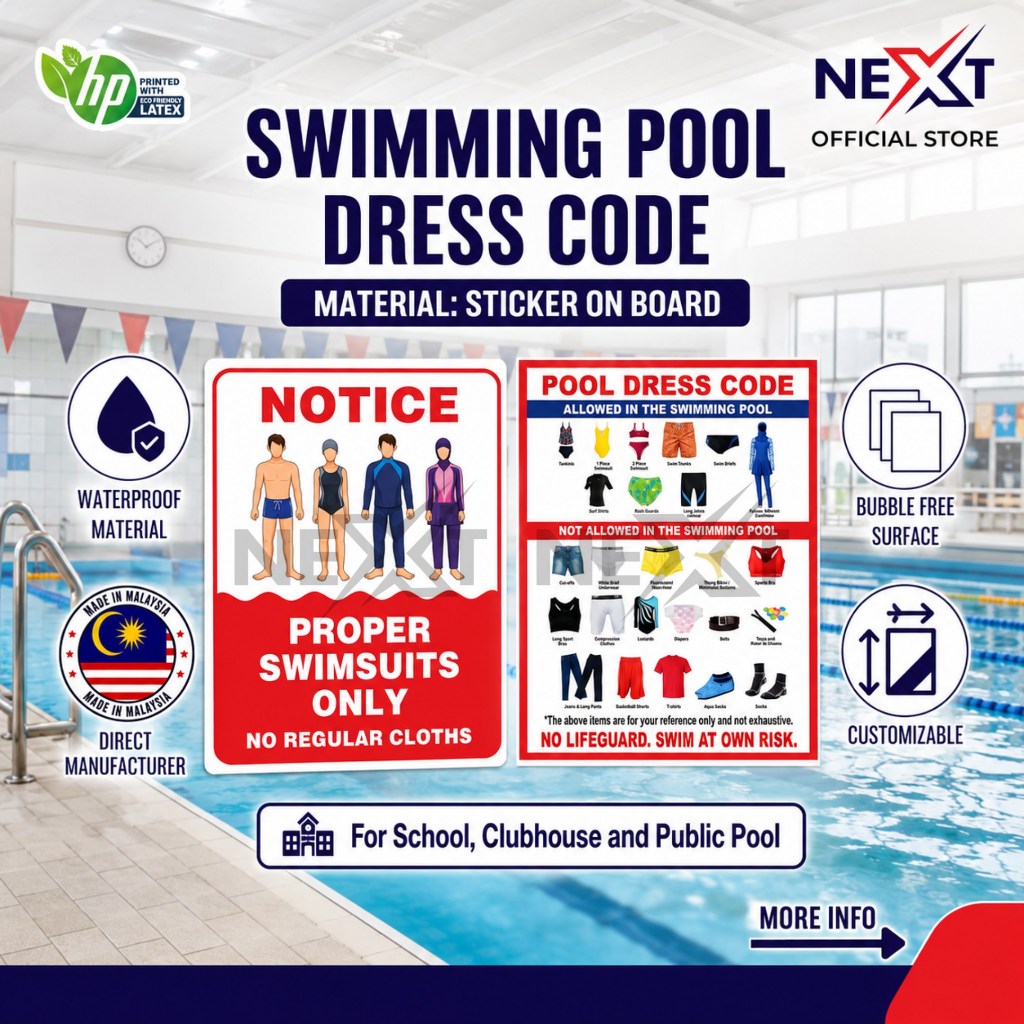 Swimming Pool Dress Code Sign | Proper Swimming Pool Attire Sign ...