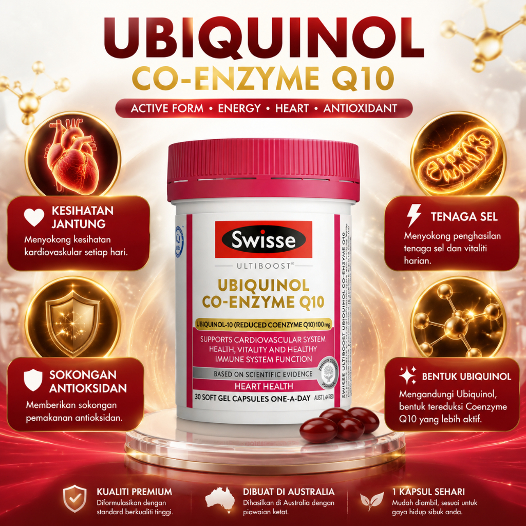 Swisse Ubiquinol Co-Enzyme Q10 300mg, 30 Capsules – Supports Heart ...