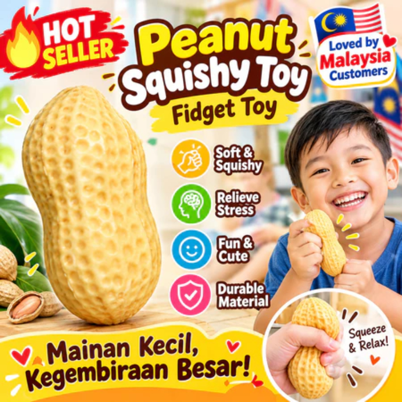 Peanut Crunchy Squishy Fidget Toy Block Filled ASMR Sound Slow Rising ...