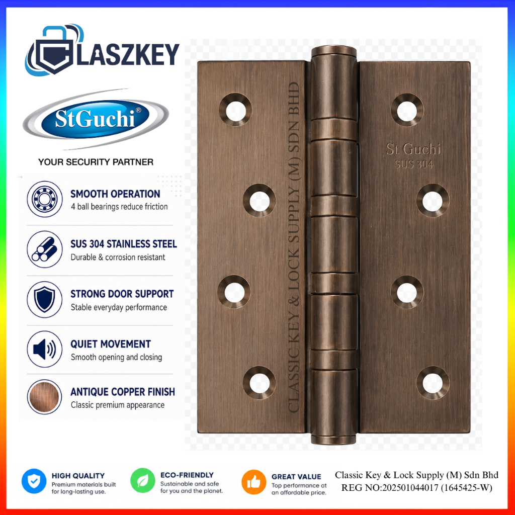 St Guchi SGDH-743025 4 Inch Door Hinge SUS304 Stainless Steel 4 Ball ...