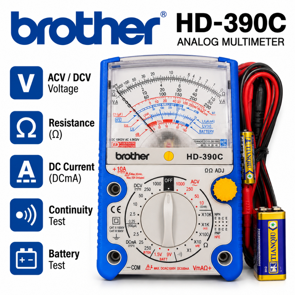 Brother HD-390C Analog Multimeter Tester AC/DC Voltage Current ...