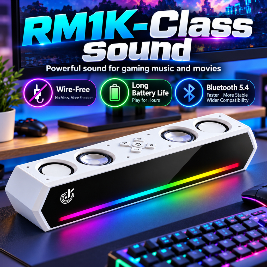 Bluetooth Speaker RGB Wireless Soundbar BASS Stereo Speaker Subwoofer ...
