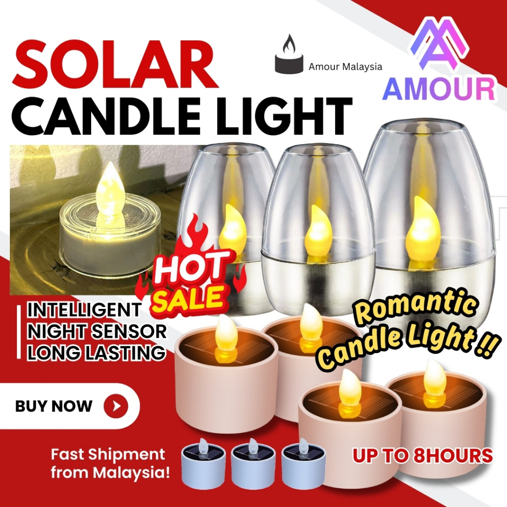 Lampu Lilin Raya Solar LED Light Candle Outdoor Weather Proof Candles ...