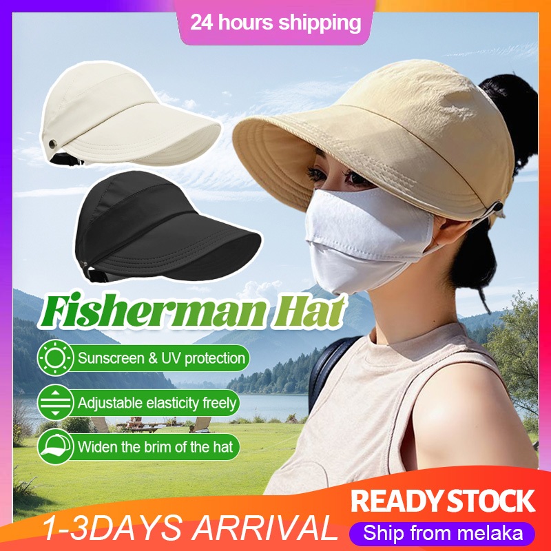 Women's Sun Hat Foldable Adjustable Hat Outdoor Fashion Mask Ear Button ...