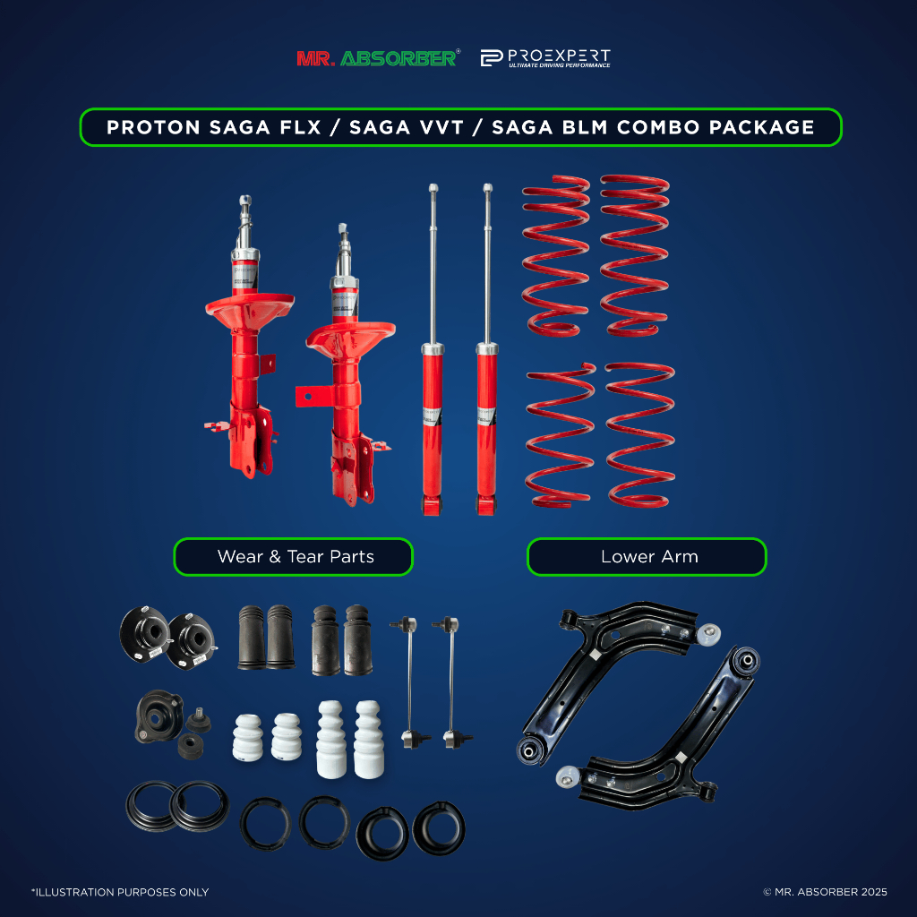Proton Saga FLX / Saga VVT Combo Proexpert Absorber Spring Sport Lower ...