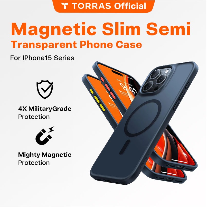 TORRAS Magnetic Slim Semi-Transparent Phone Case Military-Grade Drop ...