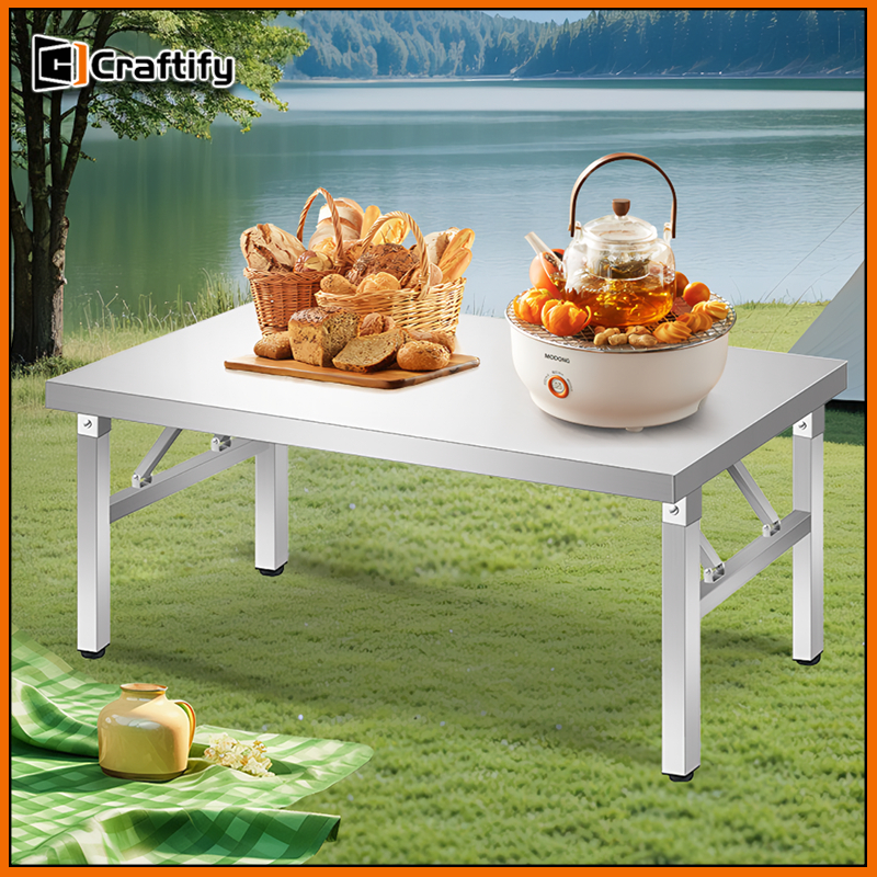 Stainless Steel Table Meja Makan Foldable Table Meja Lipat Banquet ...