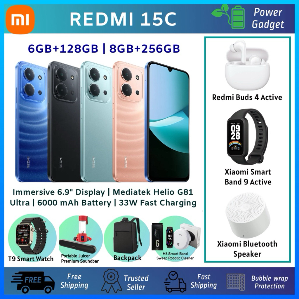 XIAOMI Redmi 15C 4G Moonlight Blue 8GB+256GB, Massive 6000mAH Battery, 120Hz 6.9" Display, Stylish Design, 50MP AI Dual Camera, 33W Fast Charging