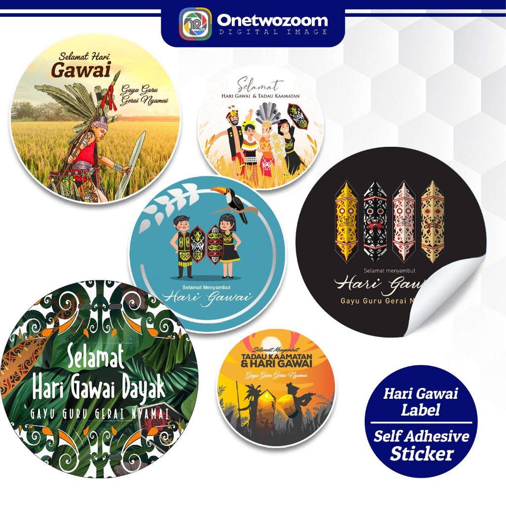 Sticker Hari Gawai | Gawai Cookies Packaging Label | Gawai Gift Box ...