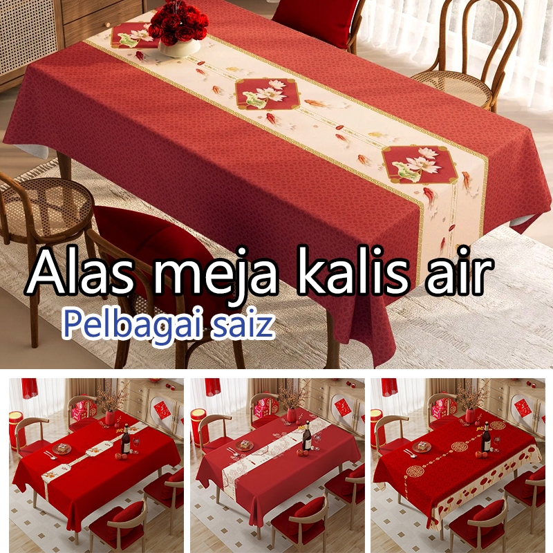 Kain Alas Meja Merah, Reka Bentuk Terbaru 2025, Kalis Air & Minyak ...