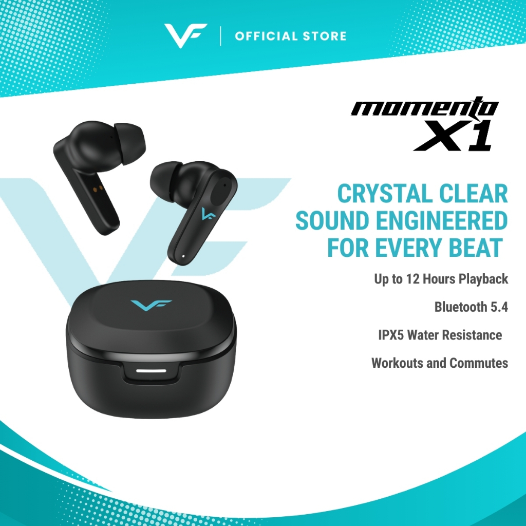 Vinnfier Momento X1 Deep Bass True Wireless Earbuds TWS 5.4 Bluetooth Earphone with IPX5 Water Resistance