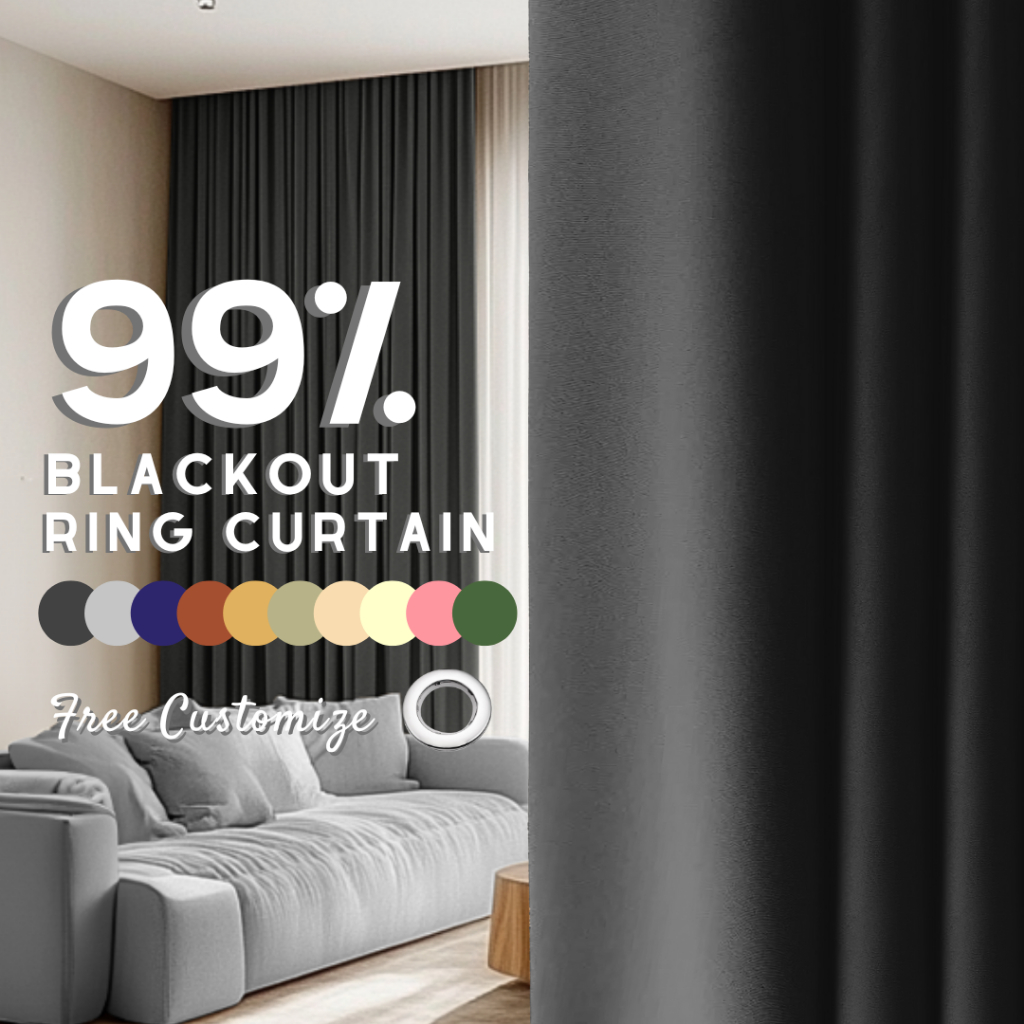 Uni Curtain Ring Type Triple Tebal Langsir Blackout 85-99% Hotel ...