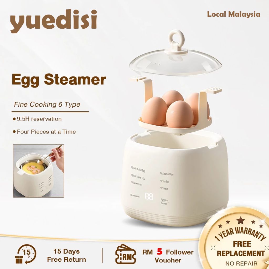 Egg Boiler Multi-Functional Egg Cooker for Breakfast 200W 4 Telur Auto ...