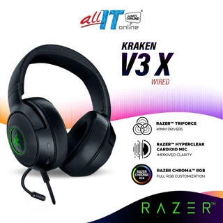 Razer Kraken V3 X Wired USB Gaming Headset with Razer™ TriForce Driver, Razer Chroma RGB, 7.1