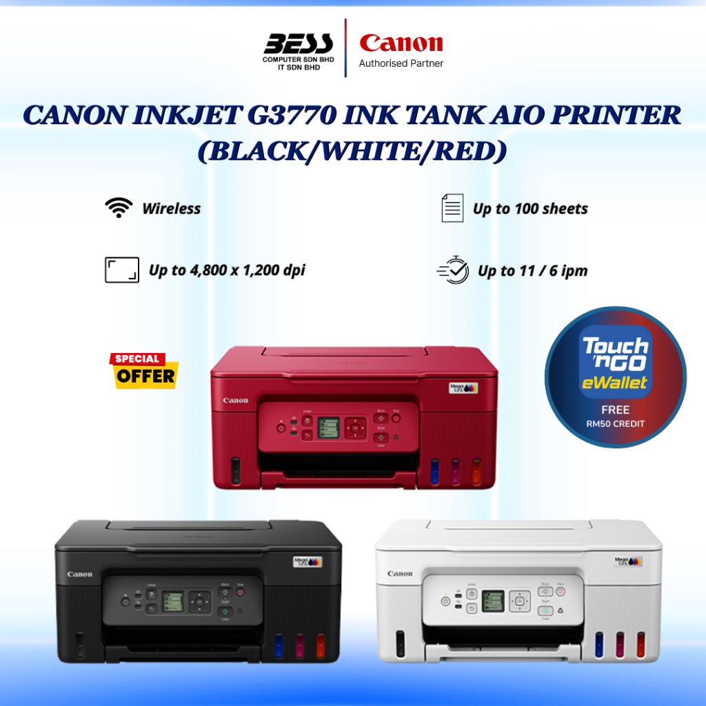 CANON INKJET G3770 INK TANK AIO PRINTER (BLACK/WHITE/RED) | Shopee Malaysia