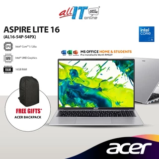 Acer Aspire Lite 16 AL16-54P-54PX 16" WUXGA Laptop (Intel® Core™ 5 120u | 16GB | 512GB SSD | Intel® UHD Graphics | H&S)