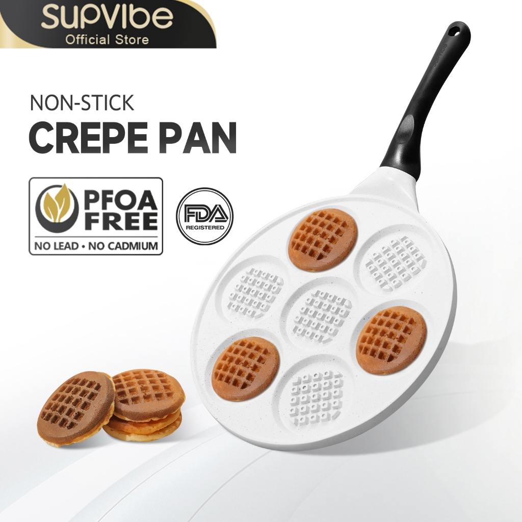 SUPVIBE 26CM 7 Hole Pancake Pan Waffle Non-stick Pan Crepe Pan Cooking ...