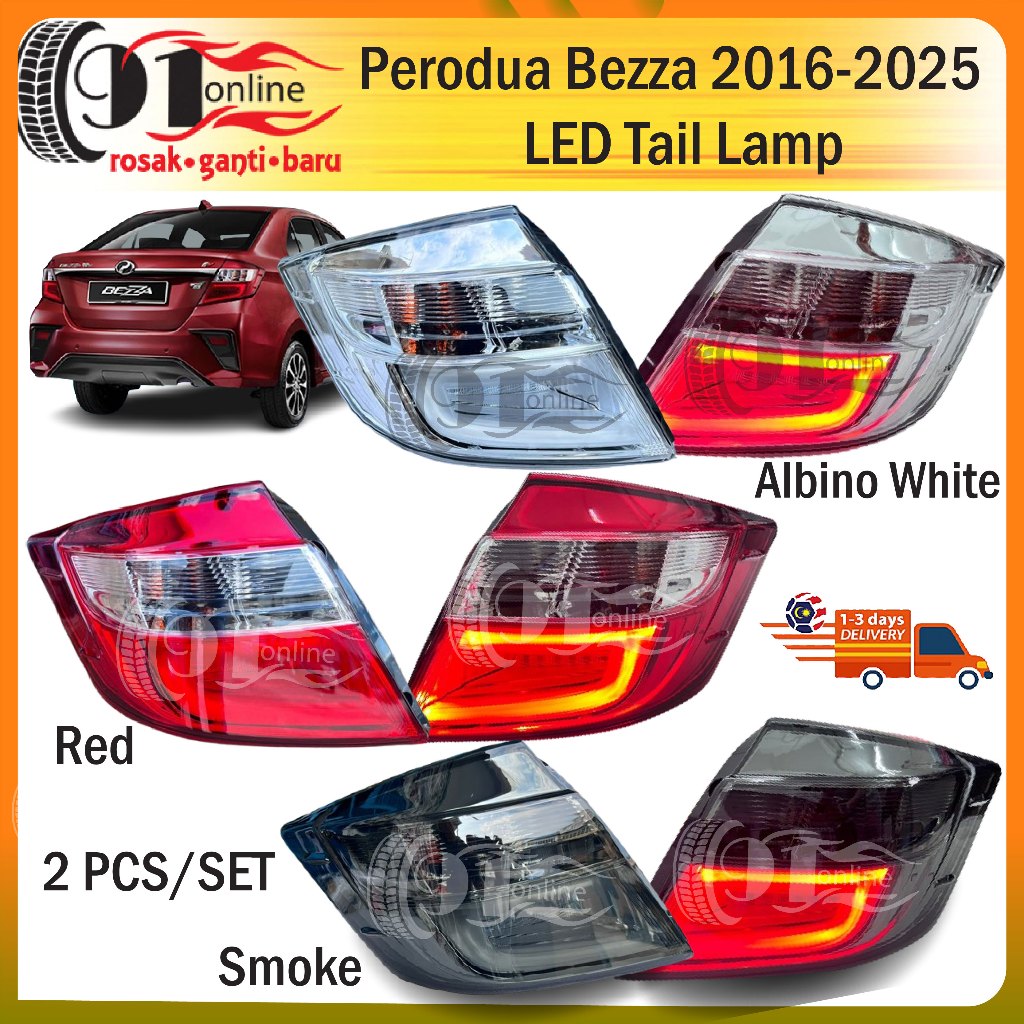 Perodua Bezza 2016 - 2023 Tail Lamp ( 2pcs/set ) - Albino White/ Smoke ...