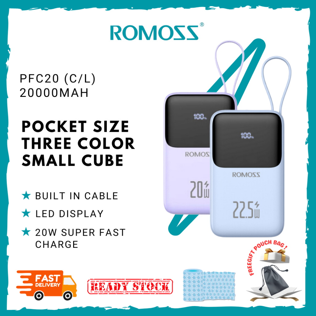 Romoss PFC20 (20000mAh) Powerbank 20W/22.5W QC 3.0 Fast Charge Built In ...