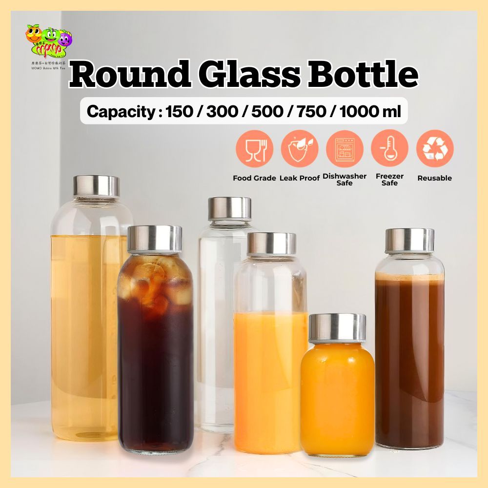 Glass Bottle Juice Glass Water Bottle Drinkware Portable Botol Kaca Air ...
