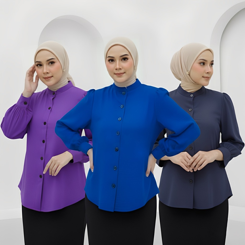 Baju Raya 2026 Blouse Muslimah CEY Ironless Long Sleeve Premium ...