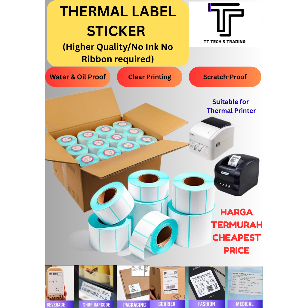 CHEAPEST PRICE/HARGA TERMURAH_Thermal Sticker _Thermal Paper_Barcode ...