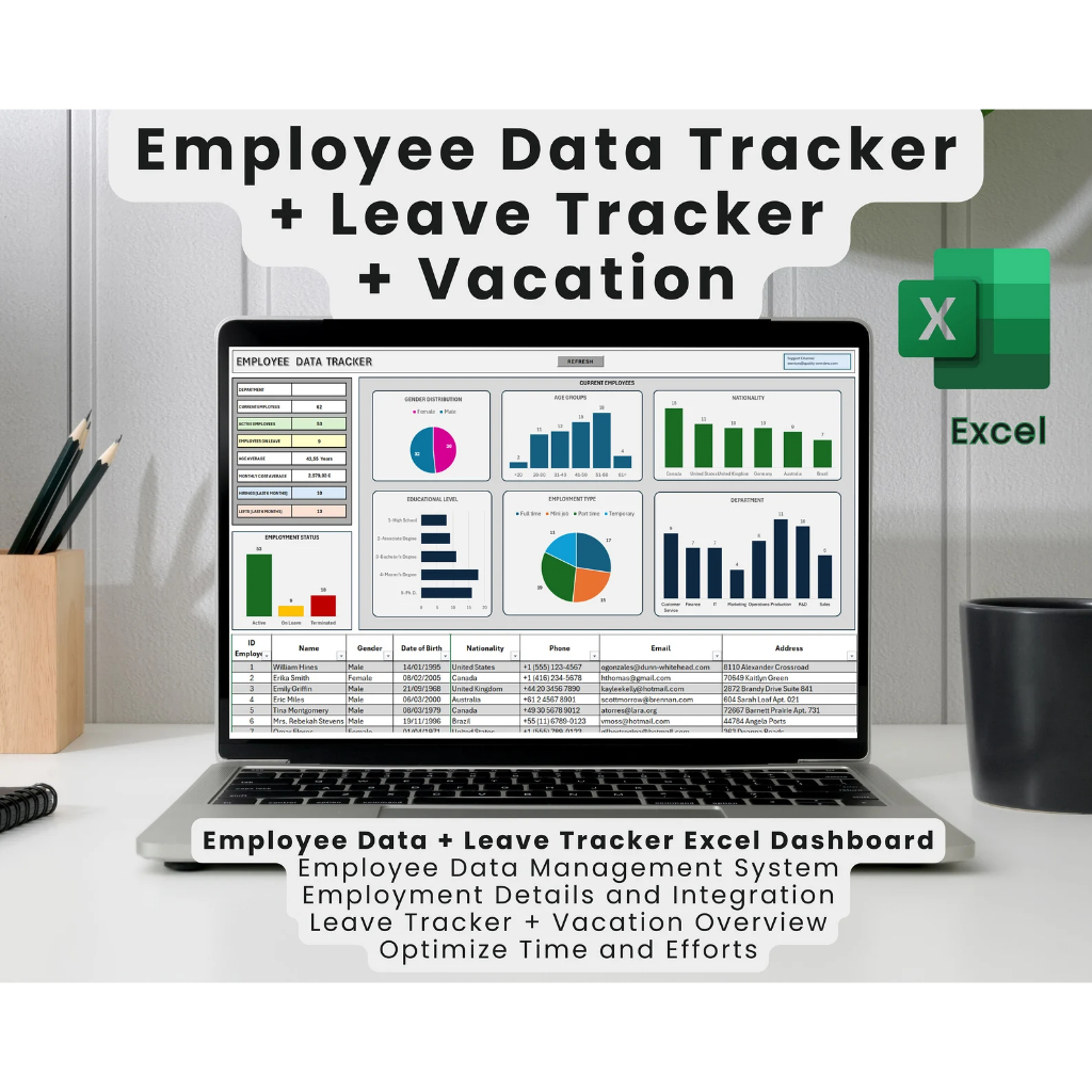 Staff Data and Leave Tracker HR Data Management System Calendar ...