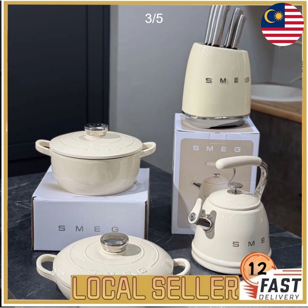 SMEG Knife Holder Set Pisau knife Cream Black / smeg whistling kettle ...