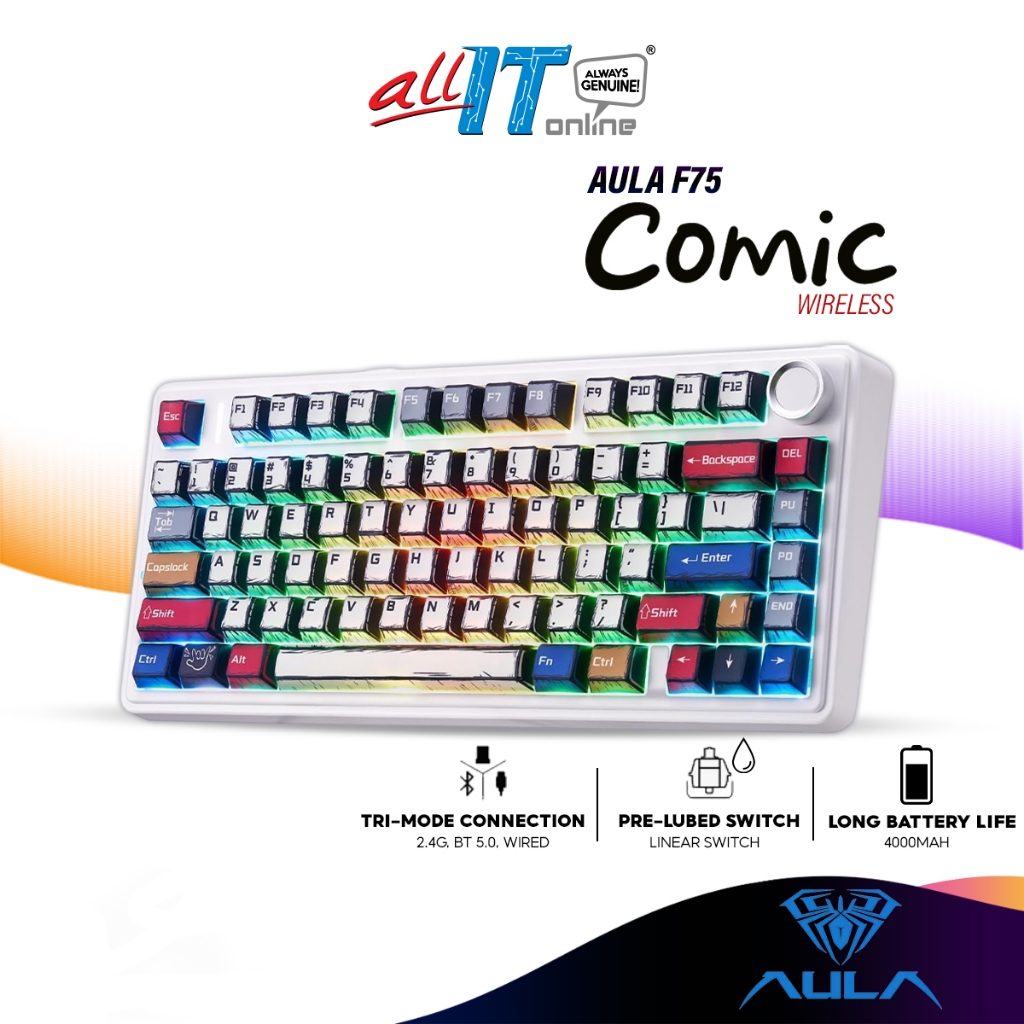 AULA F75 / F75Max / F108 Pro Max Wireless 75% Mechanical Gaming ...
