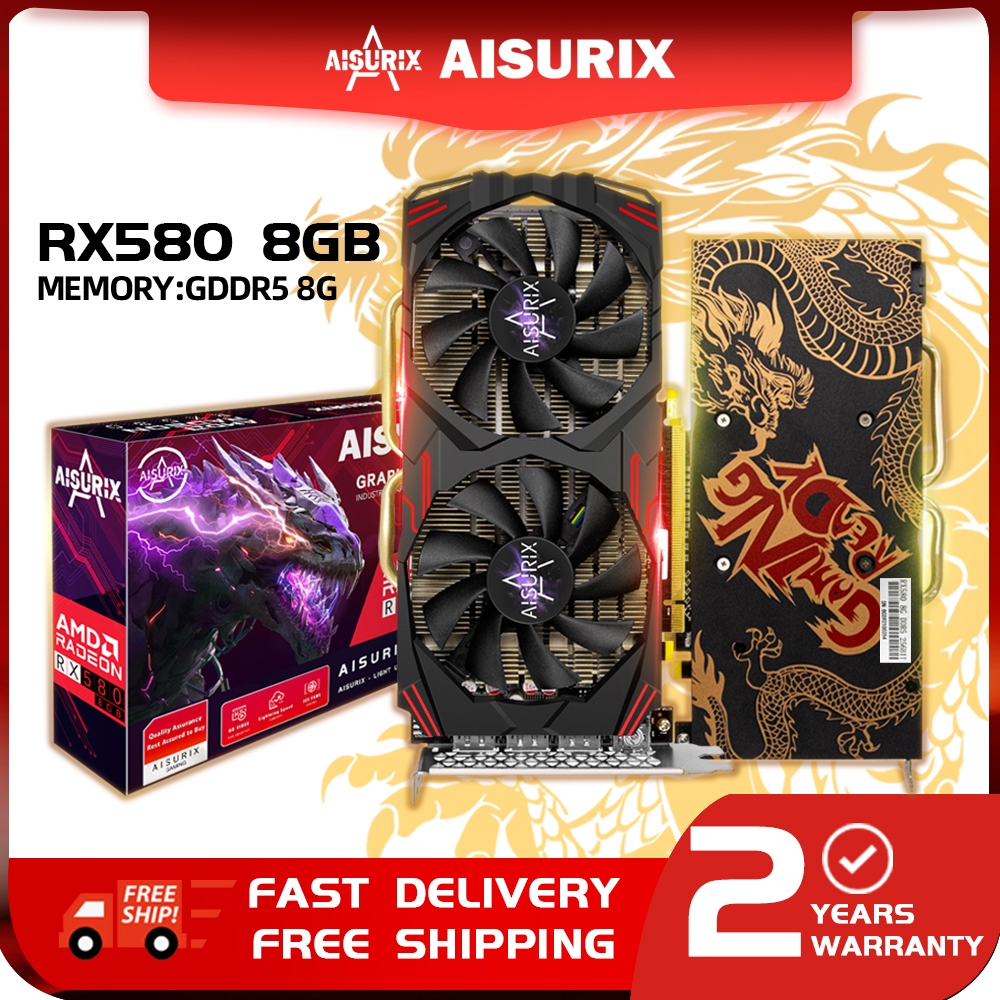 AISURIX RX580 8GB Brand New Graphics Card AMD Radeon Computer GPU Video ...