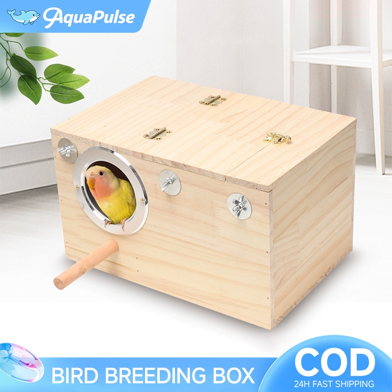 Wood Parakeet Nest Box Pet Bird House Parrot Breeding Mating Box Bird ...