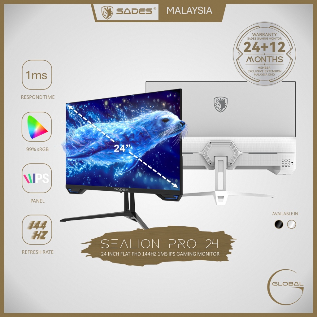 Sades SL-Sealion PRO 24 inch Flat FHD 144hz 1ms IPS Gaming Monitor (SA ...