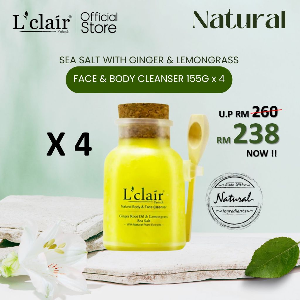 Lclair Sea Salt Natural Face & Body Cleanser (4 x 155g) | Shopee Malaysia