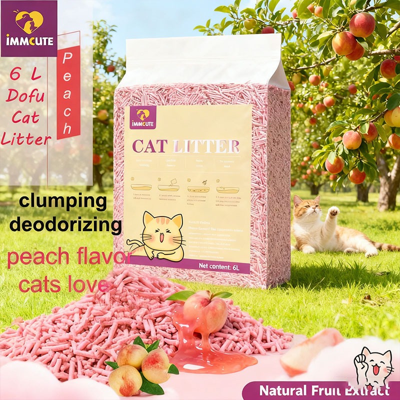 IMMCUTE Peach Cat Litter 6L/12L Flushable Odor Control Low Dust ...
