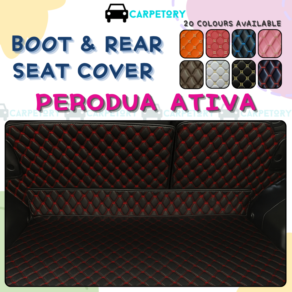 Perodua Ativa D55L Custom-Fit Leather Boot & Rear Seat Back Cover ...