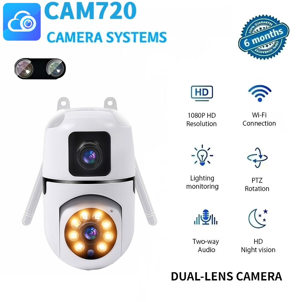 CAM720 APP SSY33 Dual Lens CCTV Camera 4MP+4MP Dual Lenses Dual-screen ...
