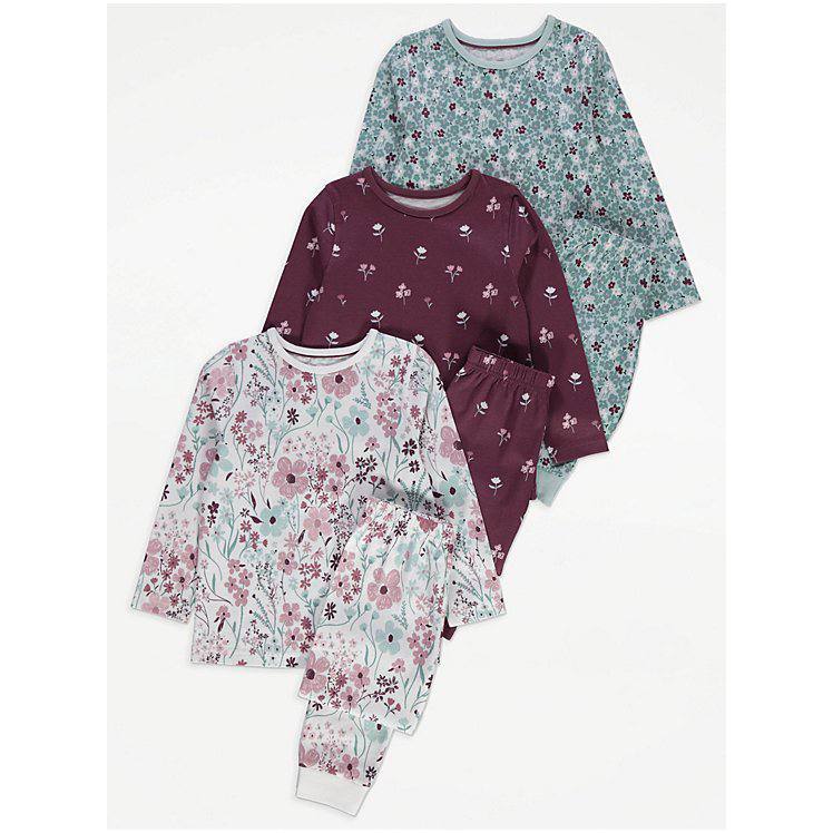 George Pretty Floral Long Sleeve Pyjamas 3 Pack (Kids & Baby Wear From ...
