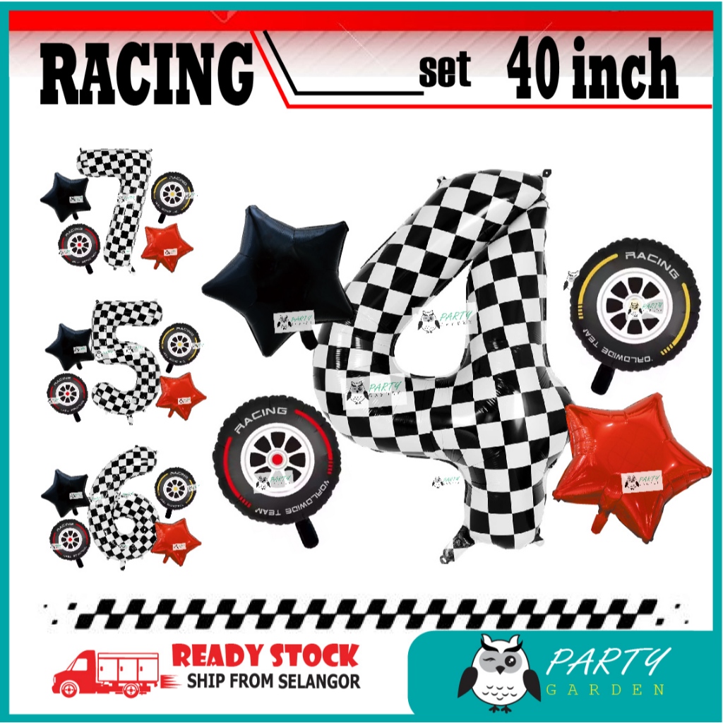 40 inch Racing Number Balloon Set F1 Lumba Kereta trye race car motor ...