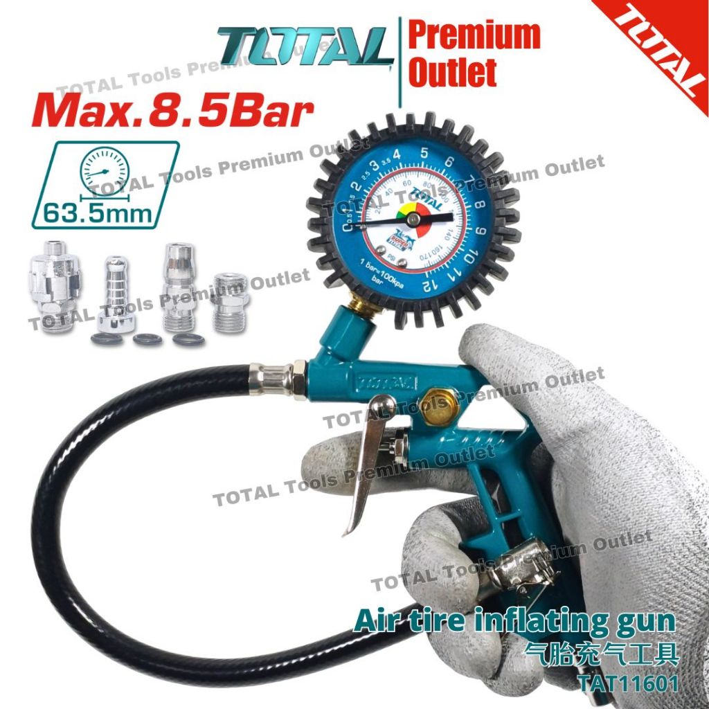 TOTAL Tools Air tire inflating gun Max pressure 8.5Bar (120PSI) 气胎充气工具 ...