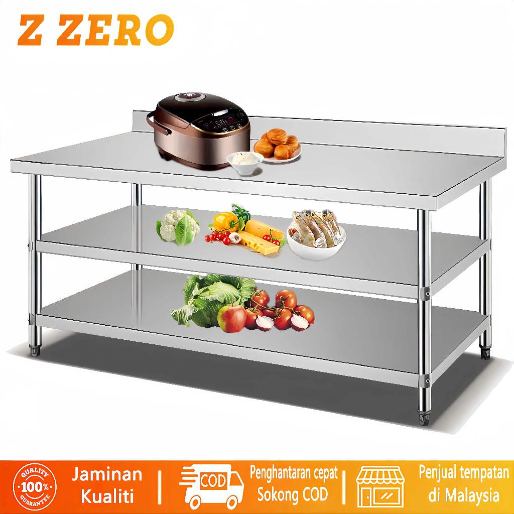 304 Stainless steel Table For Kitchen 2-layer Worktable 3-layer ...