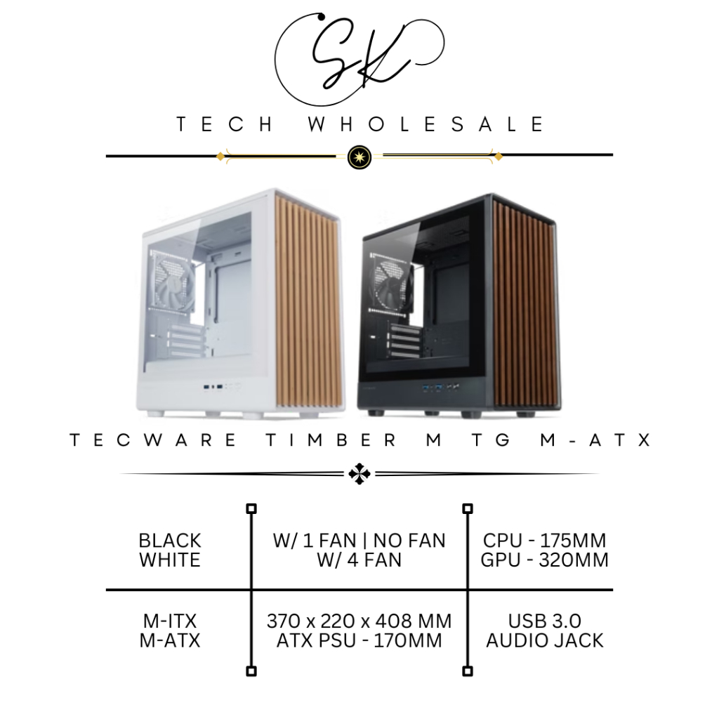 [SK TECH] TECWARE TIMBER M [BLACK | WHITE] M-ATX TG GLASS GAMING PC ...