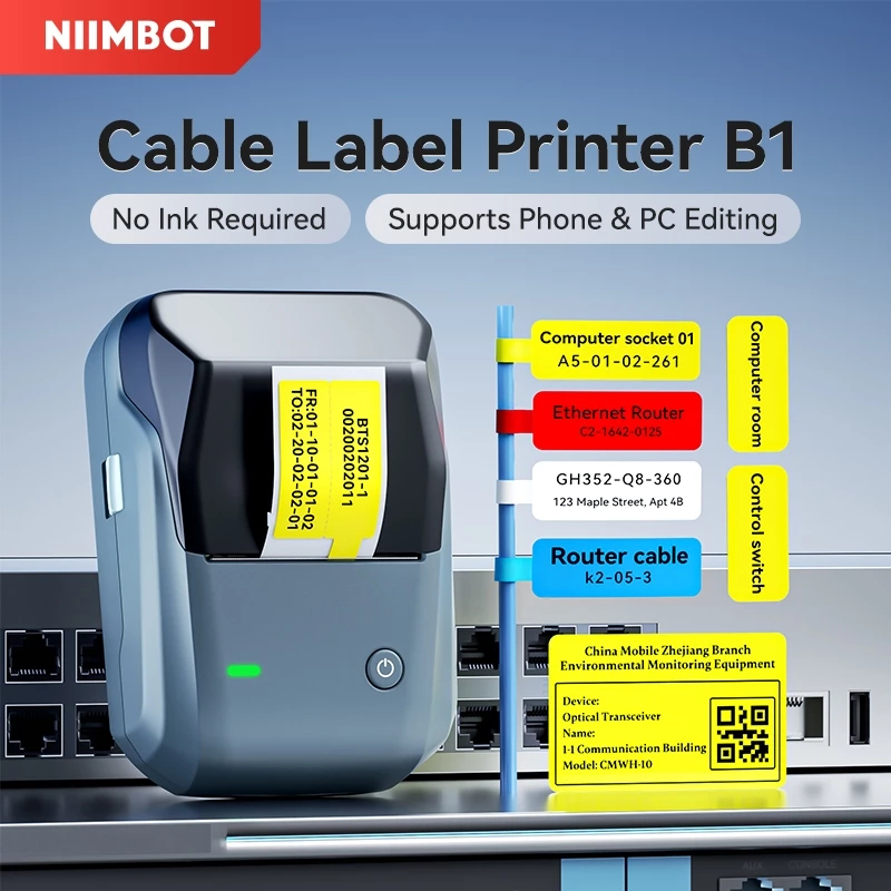 Niimbot B1 label printer, cable label printer, computer room data cable ...